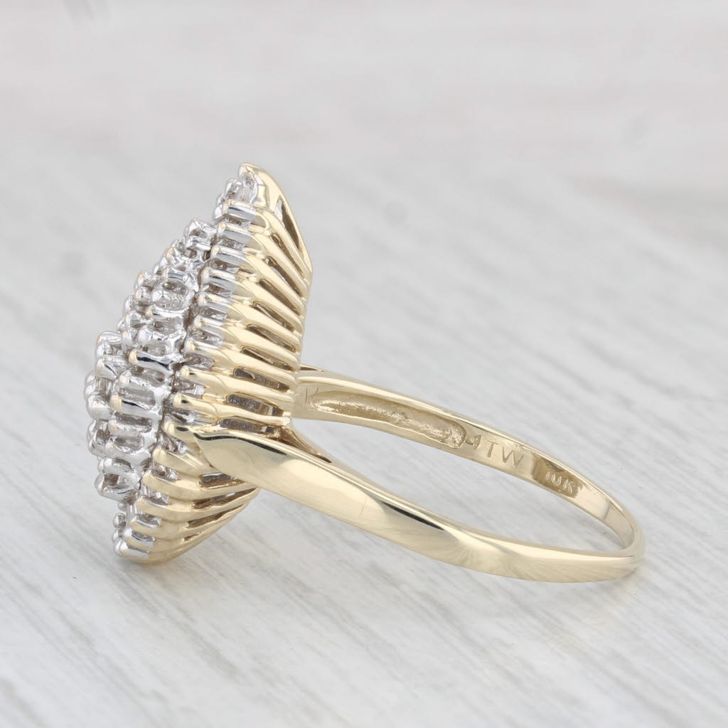 Light Gray 1.02ctw Teardrop Diamond Ring 10k Gold Size 8.75 Cluster Cocktail