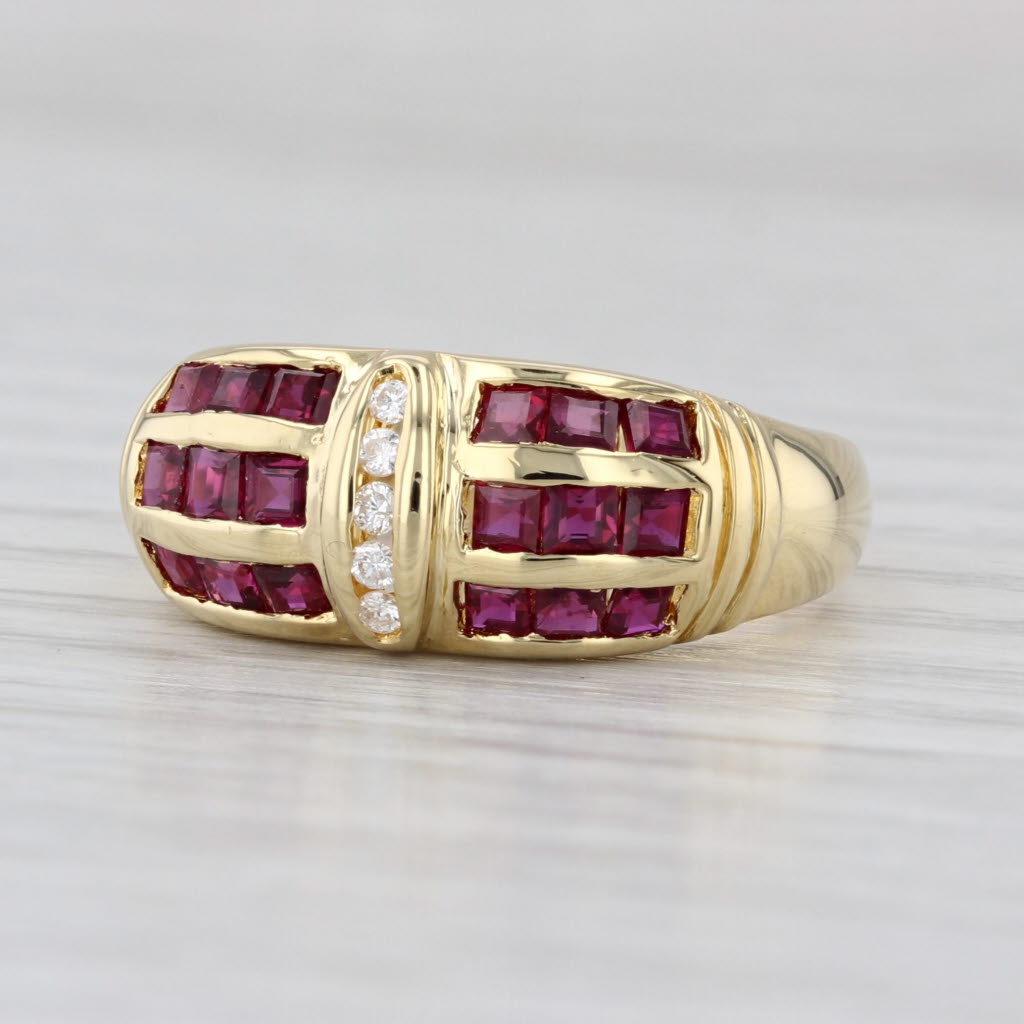 0.99ctw Ruby Diamond Ring 18k Yellow Gold Size 6.5