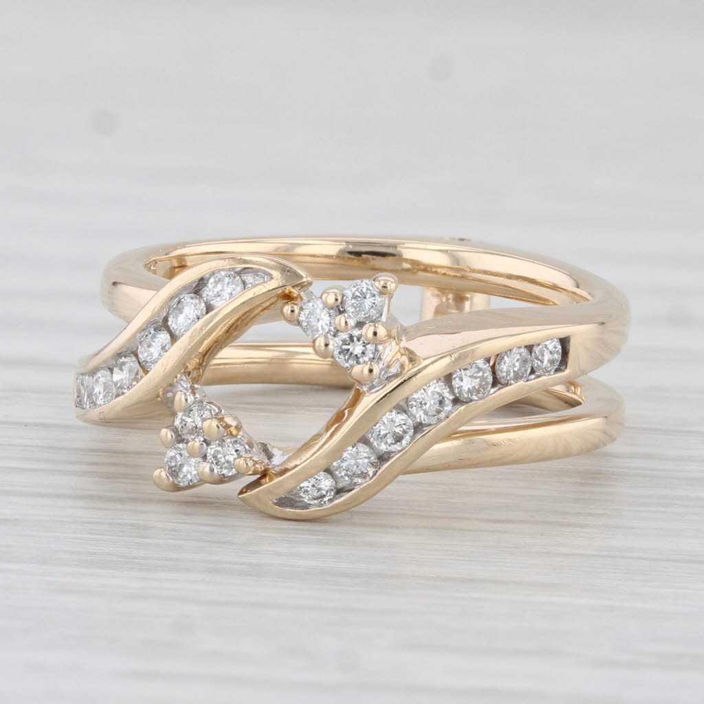 Light Gray 0.35ctw Diamond Ring Jacket Enhancer Guard 14k Gold Size 7.25 Bridal Bands Move