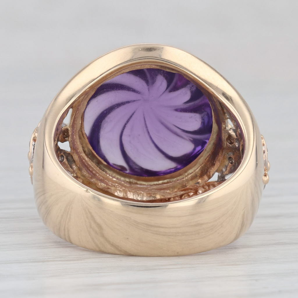 Light Gray Amethyst Swirl Diamond Ring 14k Yellow Gold Size 7.75