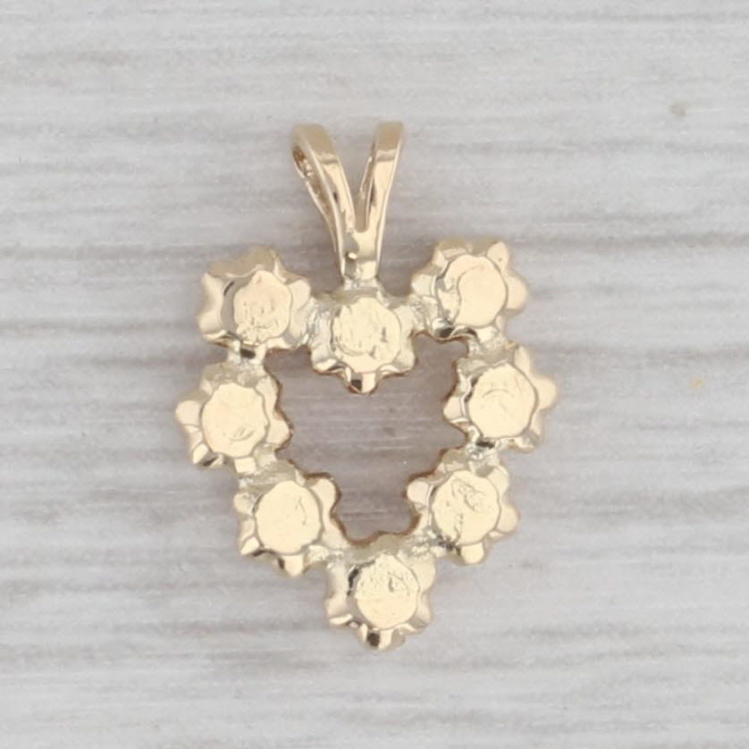 Gray Small Diamond Open Heart Pendant 14k Yellow Gold