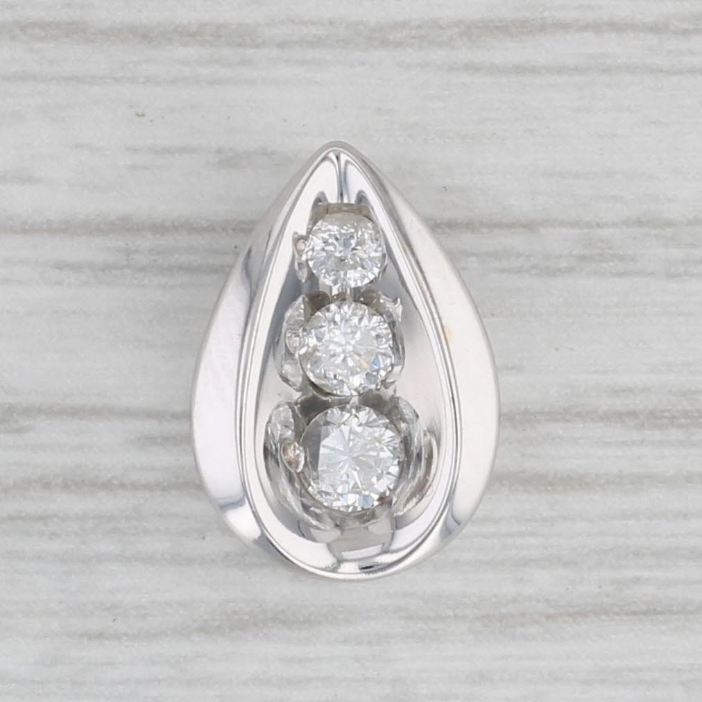 Light Gray 0.25ctw Teardrop Pendant 10k White Gold Small Floating Drop