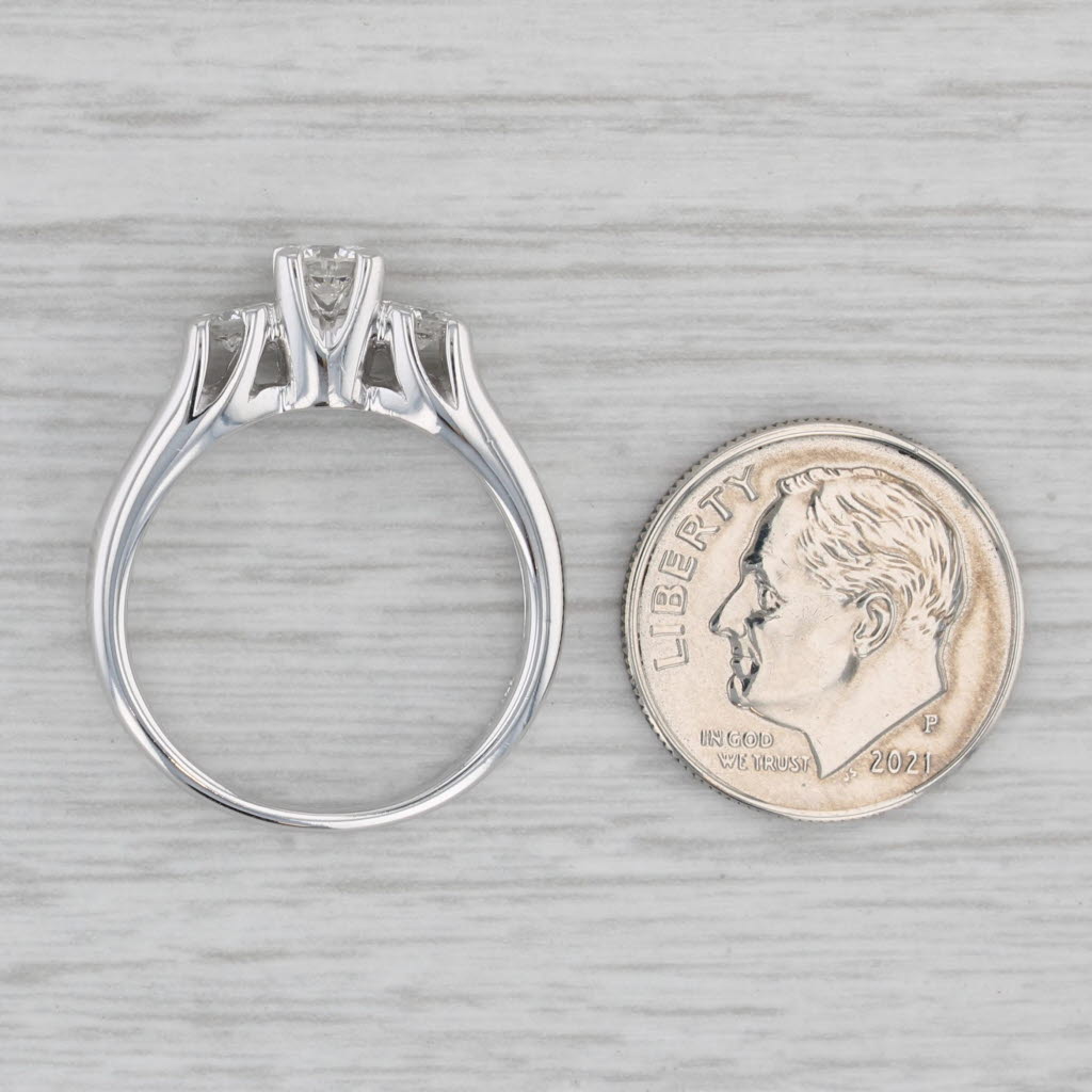 Gray 0.61ctw Round 3-Stone Diamond Engagement Ring 14k White Gold Size 7.25