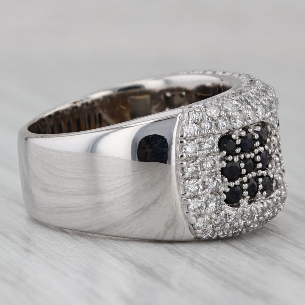 Gray 2.30ctw Pave Diamond Sapphire Cluster Ring 18k White Gold Size 8.5