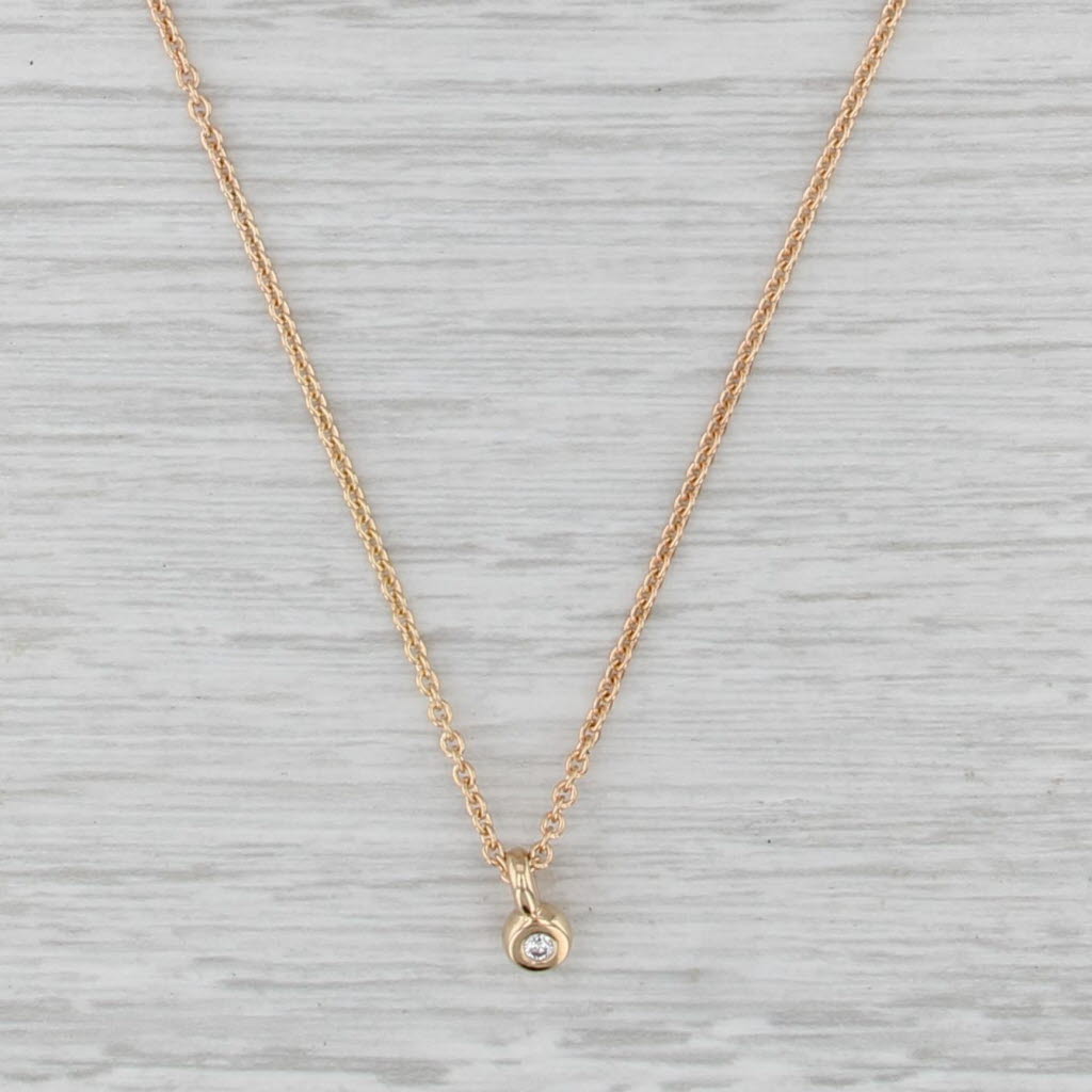 Pandora Small Diamond Pendant Necklace Cable Chain 14k Yellow Gold