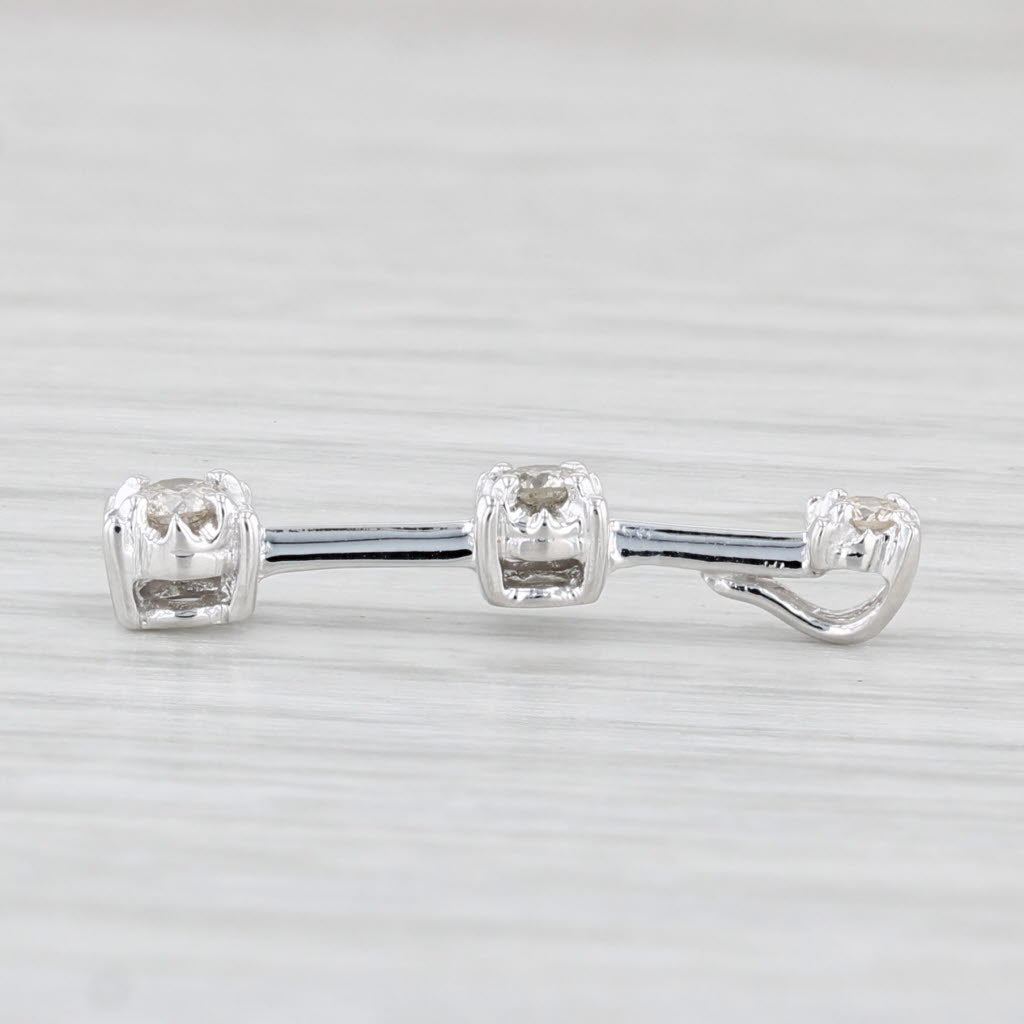 Light Gray 0.14ctw Diamond Journey Pendant 10k White Gold Round 3-Stone