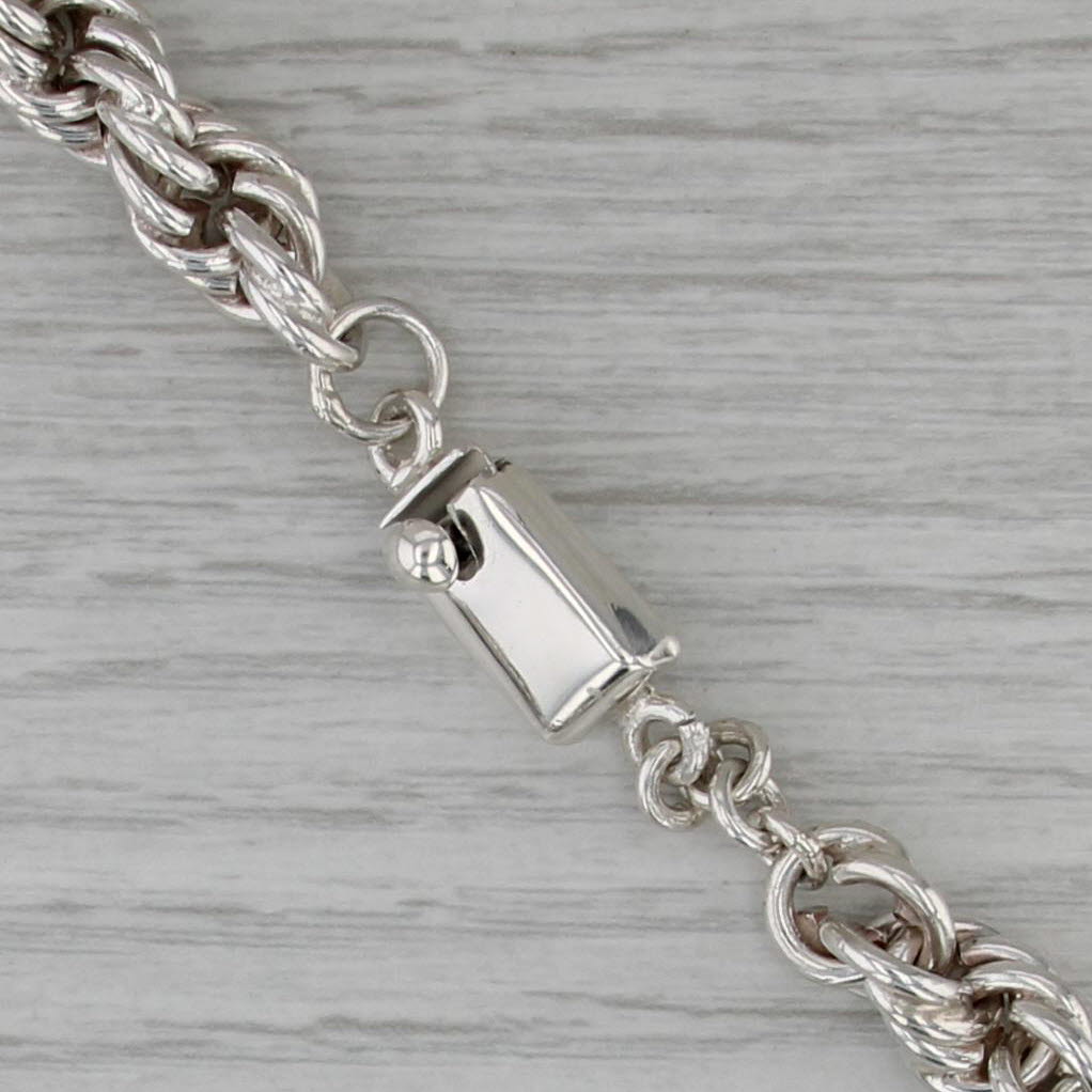 Large Rope Chain Necklace 23" 8.6mm Box Clasp Mexico Sterling Silver