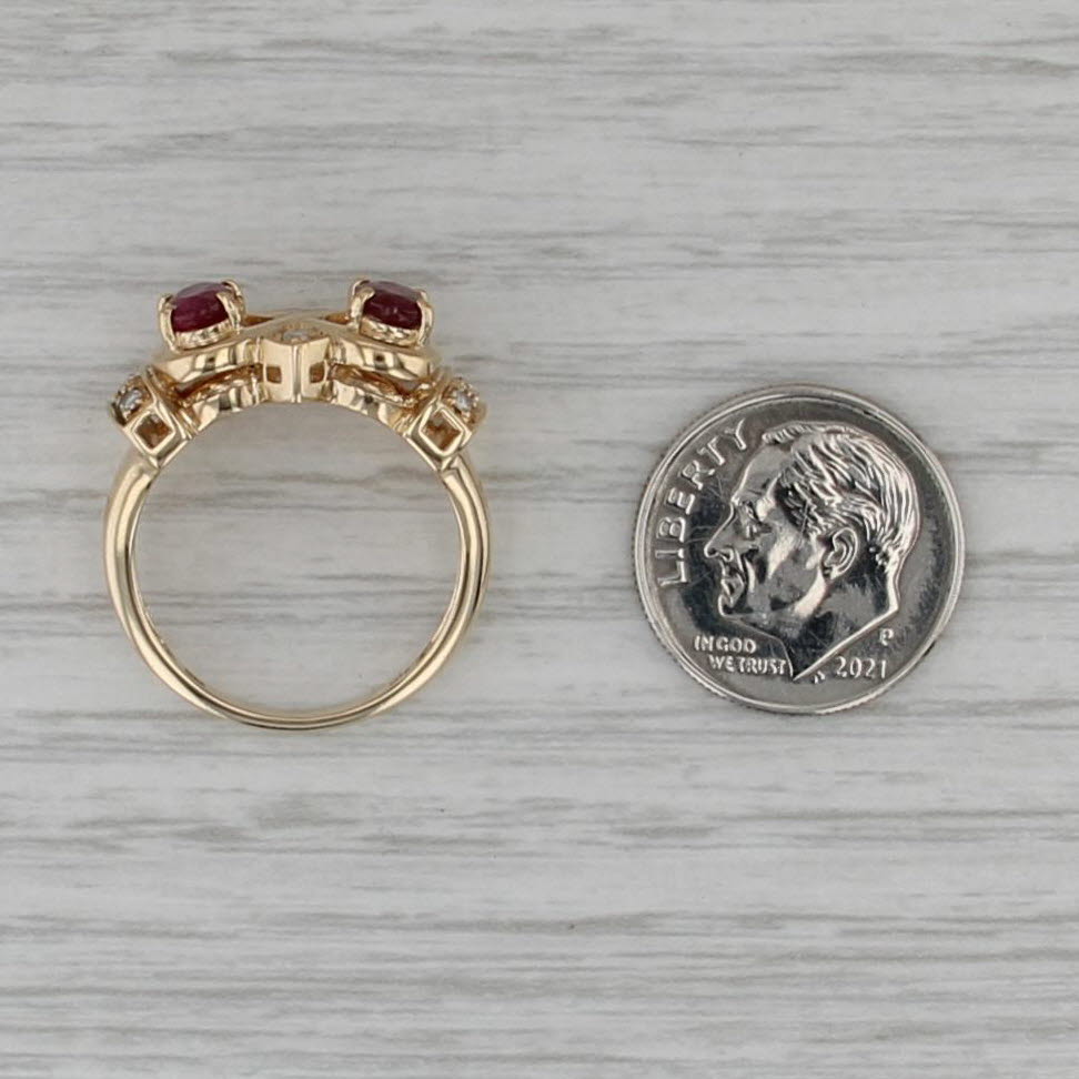 1.31ctw Ruby Diamond Infinity Knot Ring 14k Yellow Gold Size 7