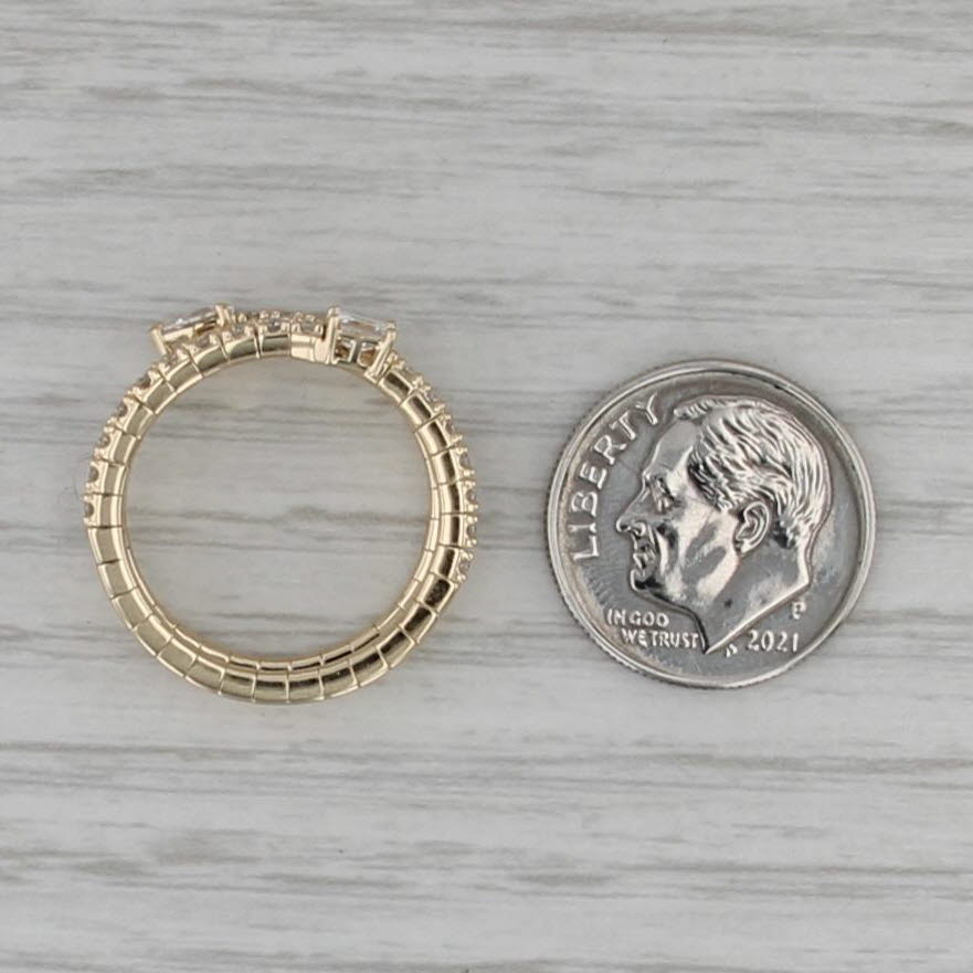 New 0.52ctw Diamond Coiled Band Ring 14k Yellow Gold Flexible Adjustable 6.75+