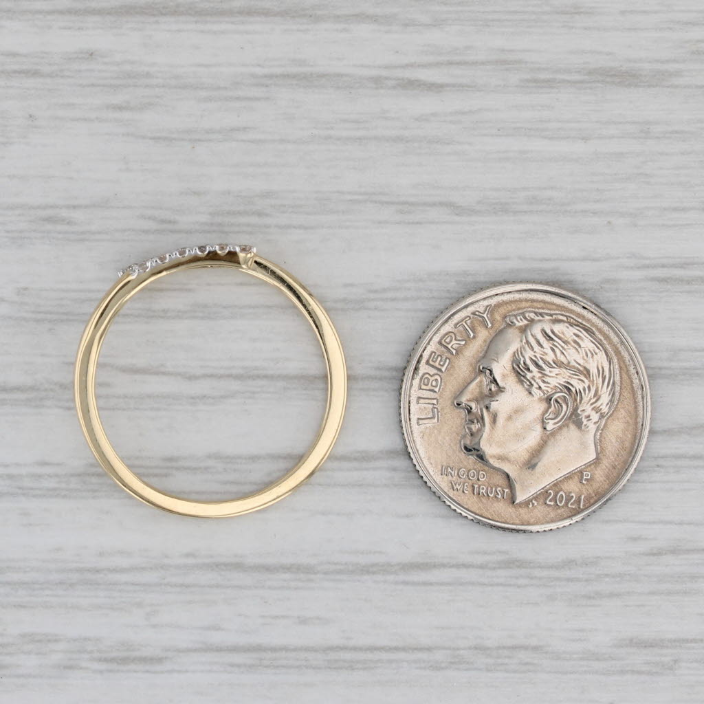Gray 0.18ctw Diamond Bypass Ring 14k Yellow Gold Size 6 Adjustable