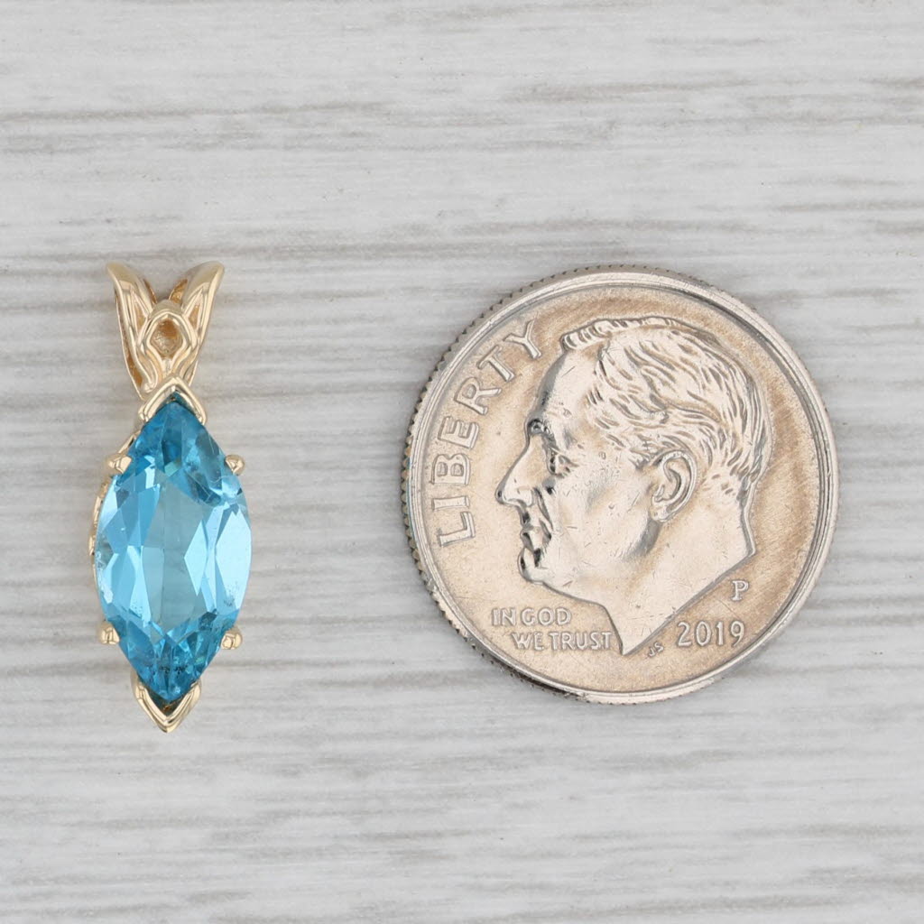 Gray 2.25ct Marquise Solitaire Topaz Pendant 14k Yellow Gold