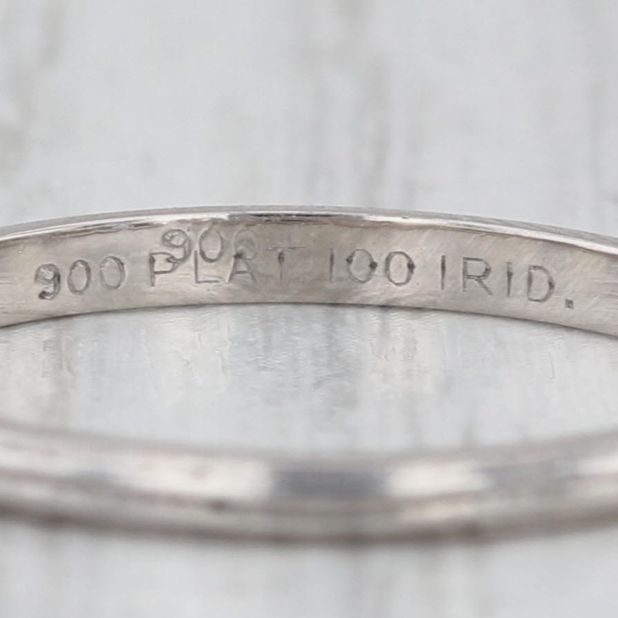 Vitnage Ridged Pattern Wedding Band 900 Platinum Size 6.25 Ring Stackable