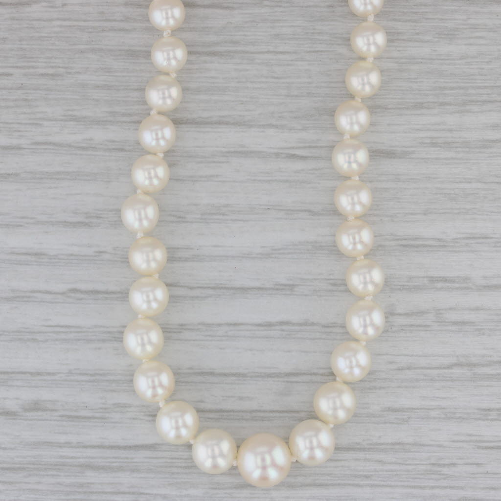 Gray Graduated Cultured Pearl Single Strand Necklace 14k Yellow Gold 20"