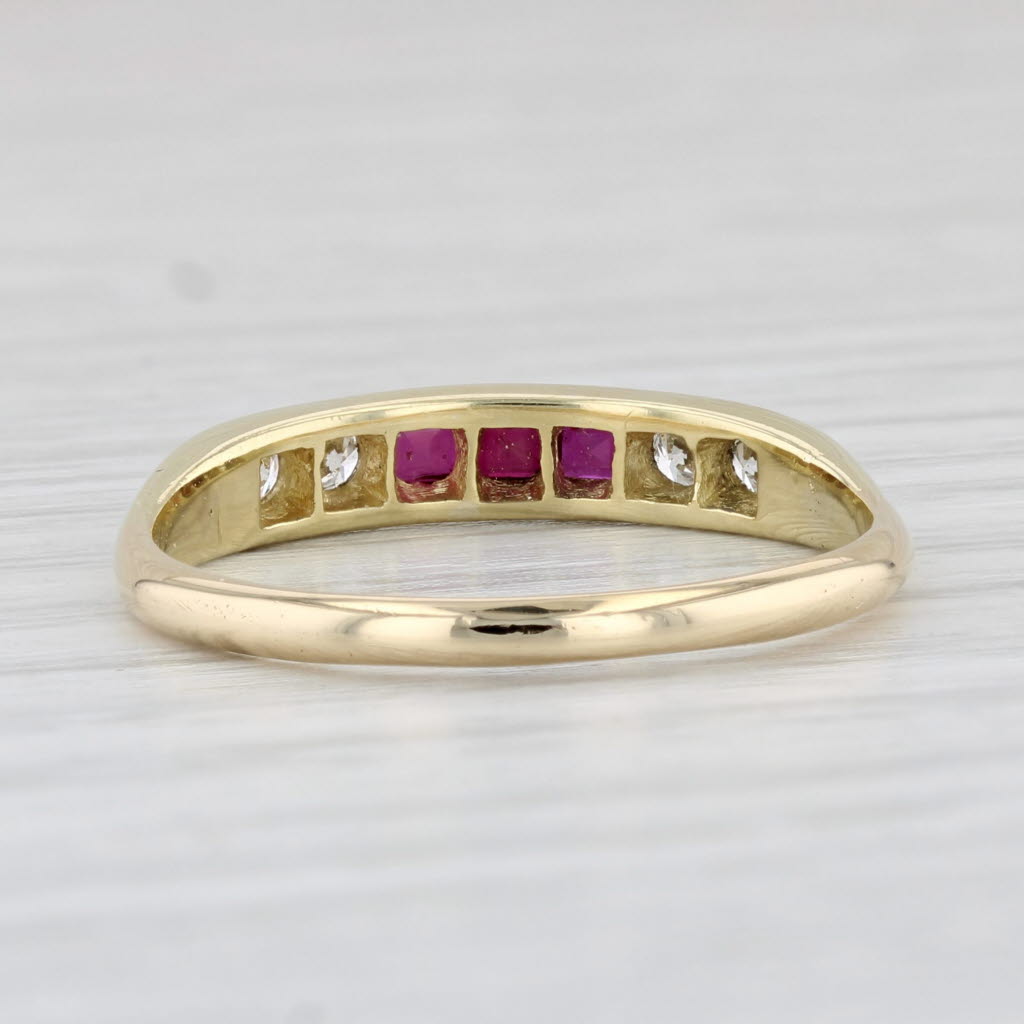 Light Gray 0.46ctw Ruby Diamond Ring 18k Yellow Gold Stackable Wedding Band Size 8.5