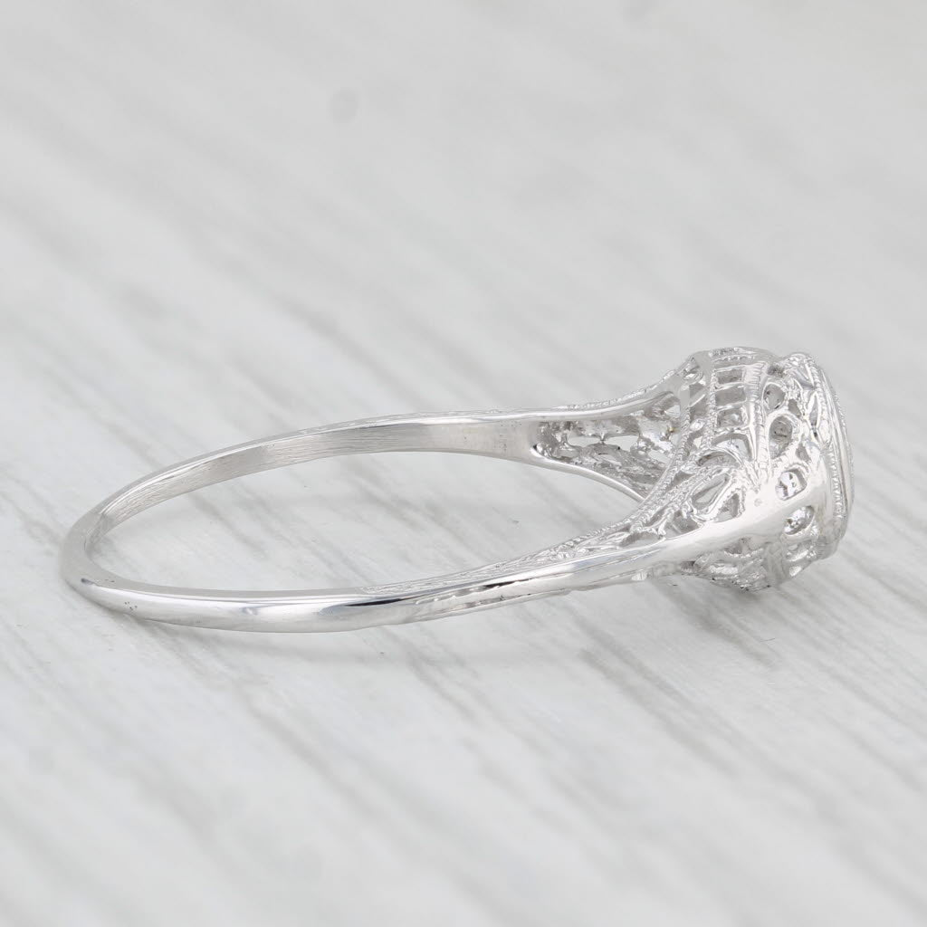 Light Gray Vintage Filigree Diamond Solitaire Ring 18k White Gold Size 8