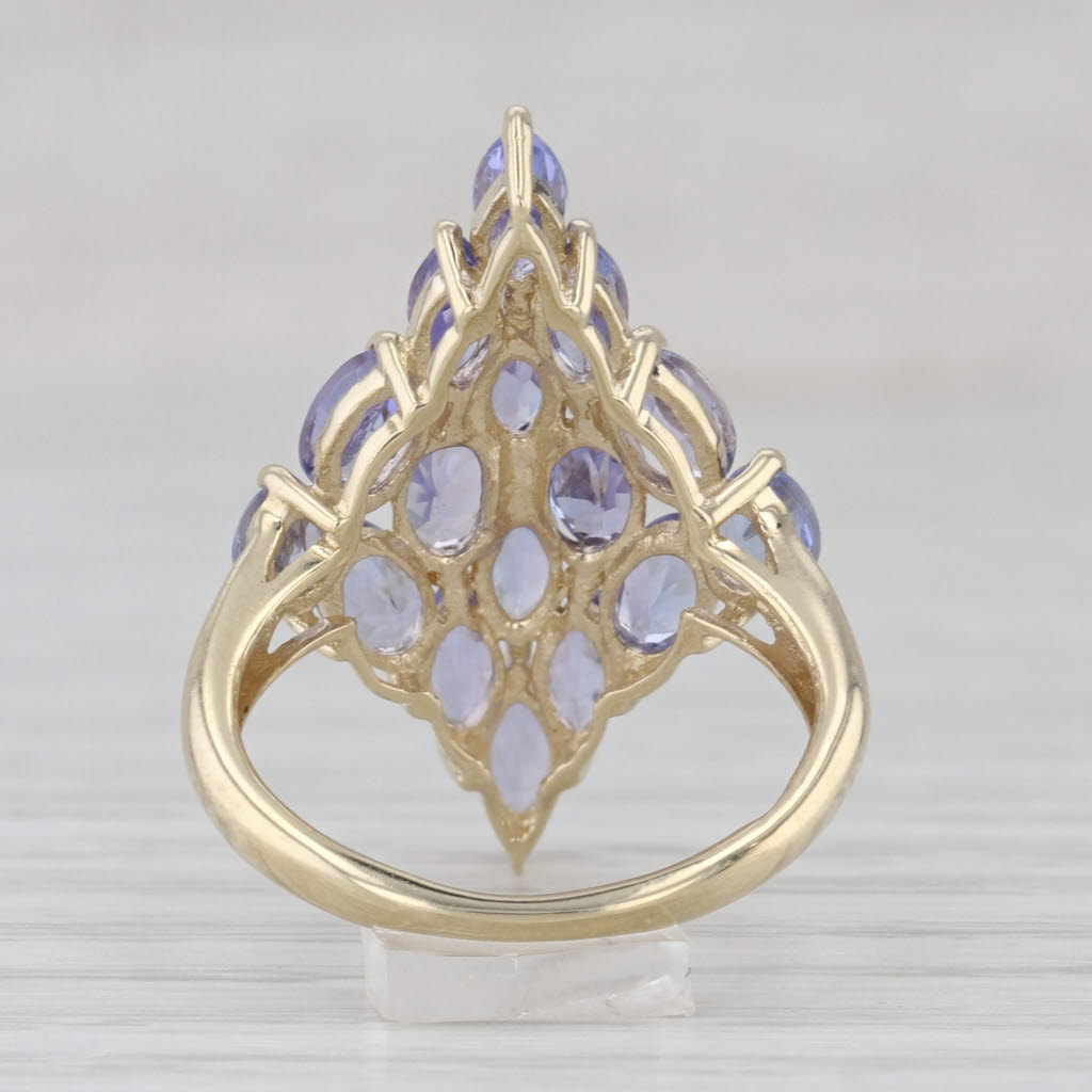 2.50ctw Marquise Oval Tanzanite Cluster Ring 10k Yellow Gold Size 5 Cocktail