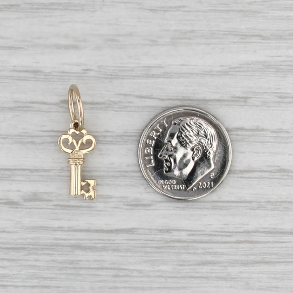 Skeleton Key Charm 14k Yellow Gold Small Pendant