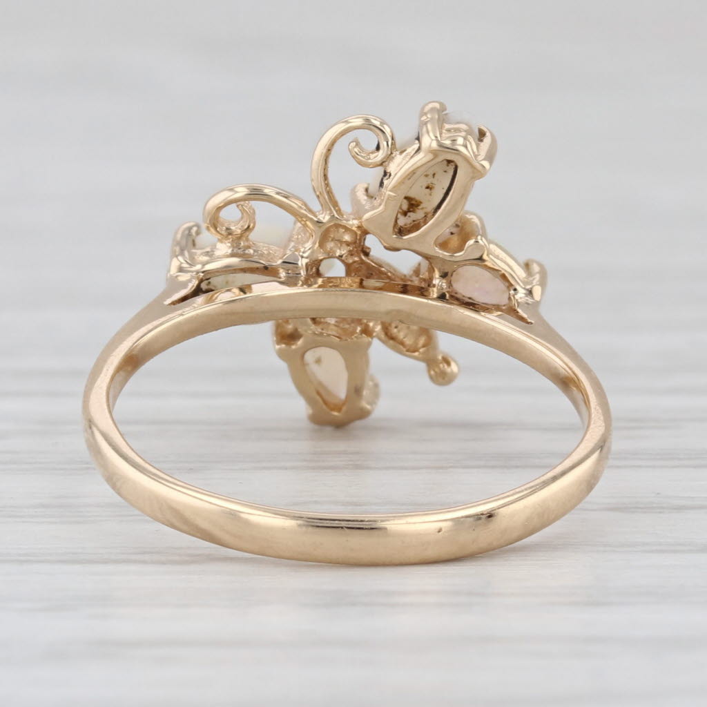 Opal Cabochon Butterfly Ring 14k Yellow Gold Size 6