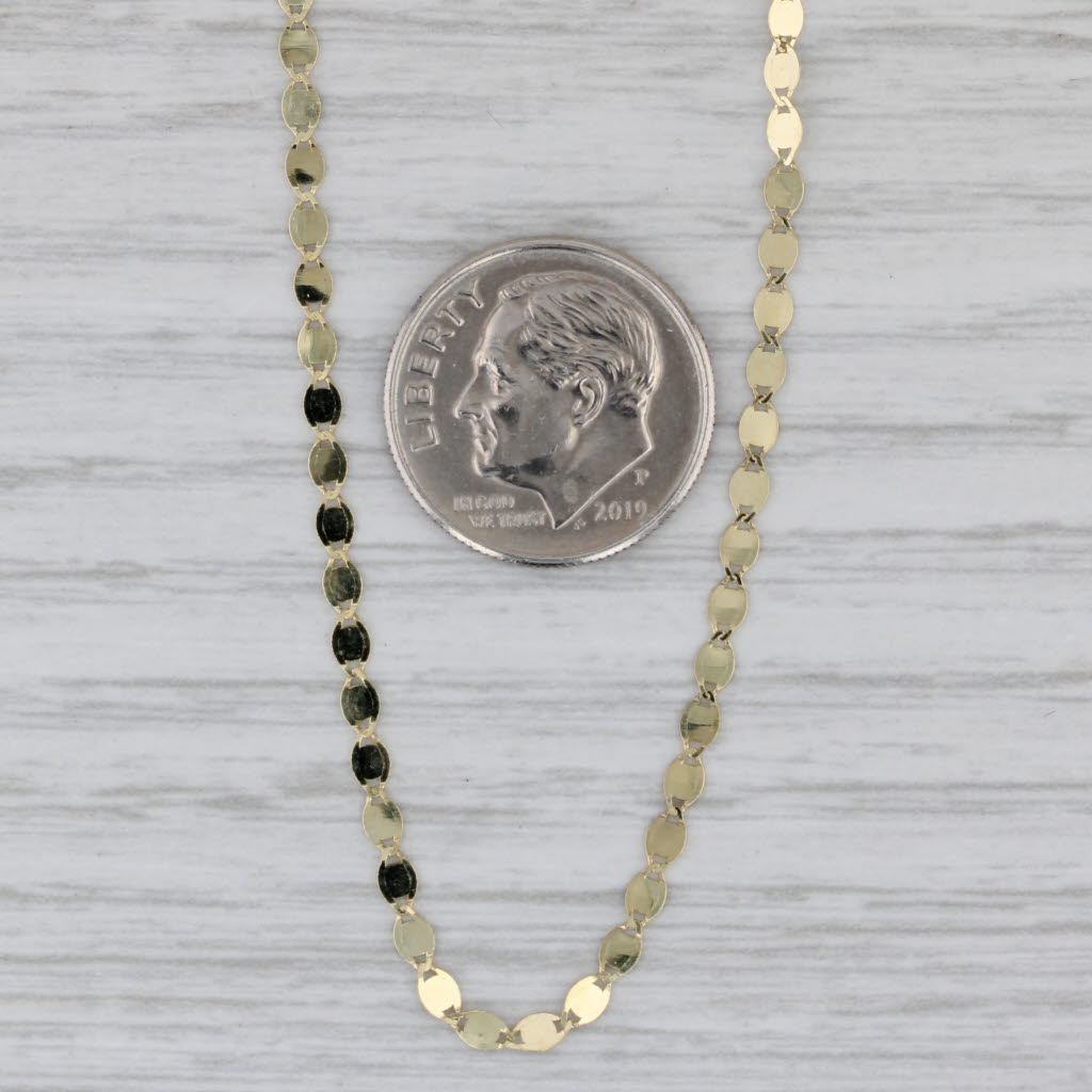 Gray New Oval Mirror Chain Necklace 14k Yellow Gold 18" 2.2mm