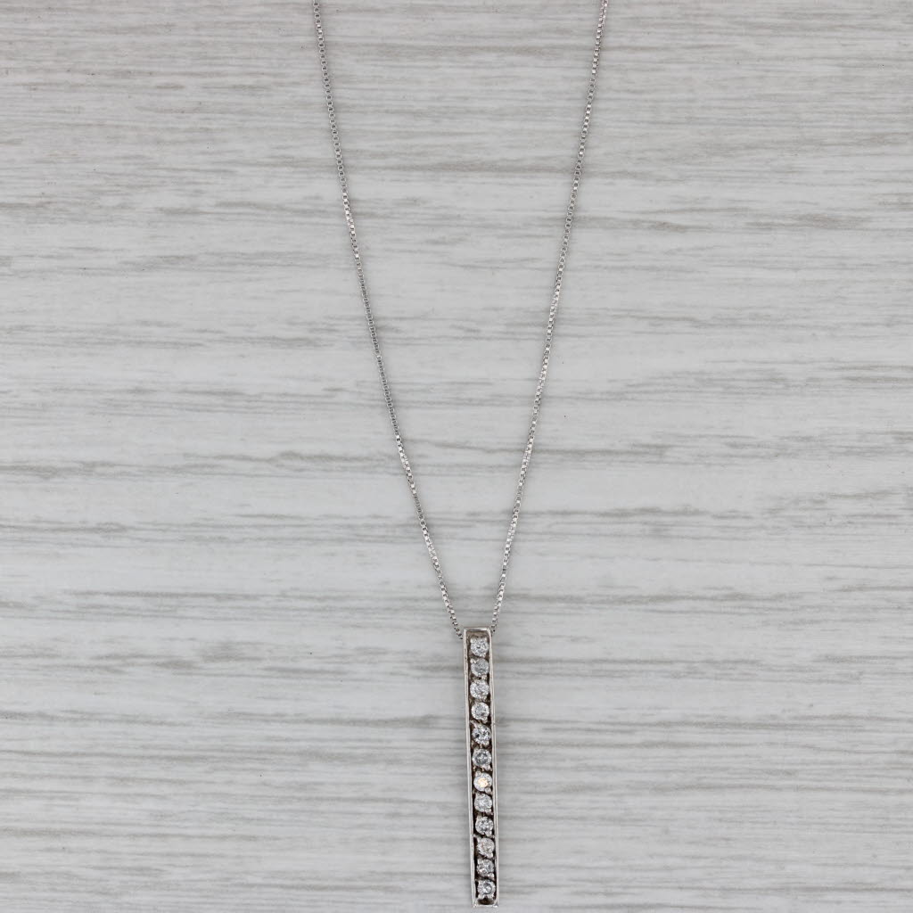Gray 0.20ctw Diamond Journey Pendant Necklace 14k White Gold Box Chain Necklace
