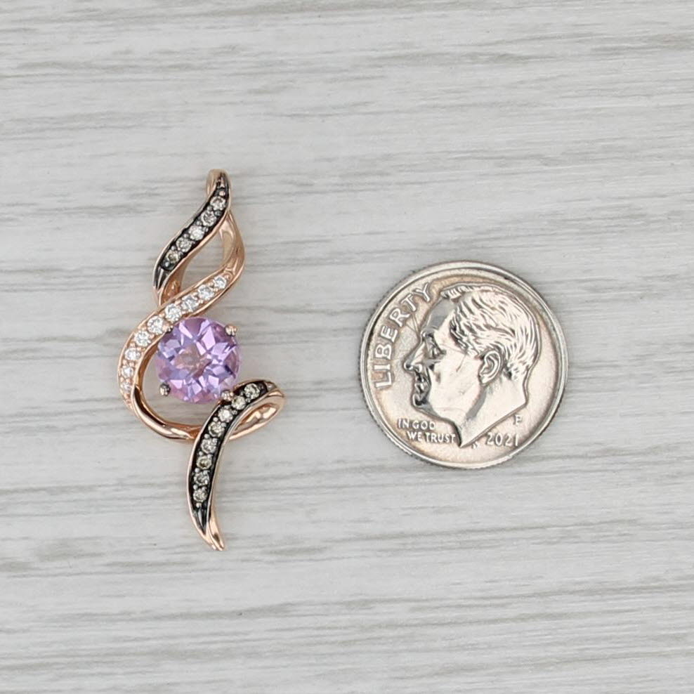Le Vian 1.35ctw Lilac Amethyst Diamond Swirl Pendant 14k Rose Gold Drop