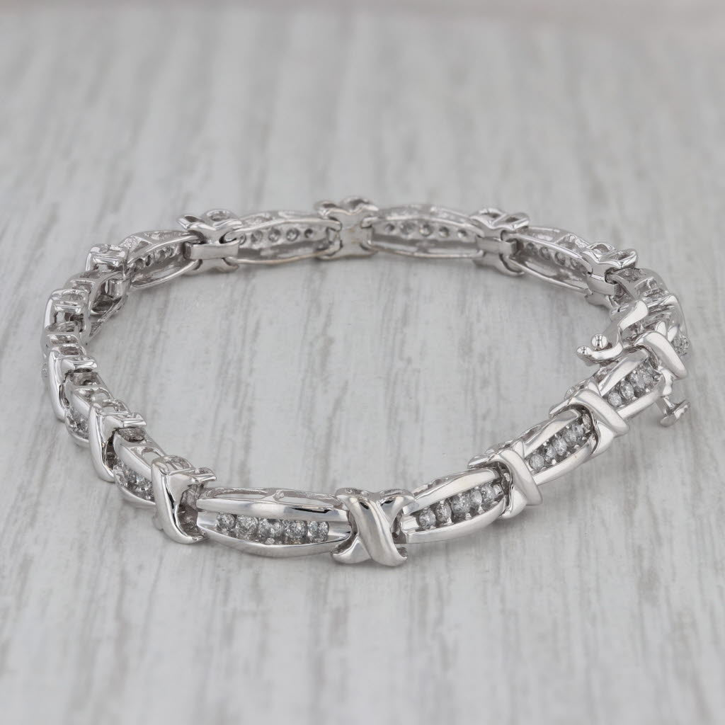 Gray 0.75ctw Diamond Tennis Bracelet 10k White Gold 6.75" 4.6mm