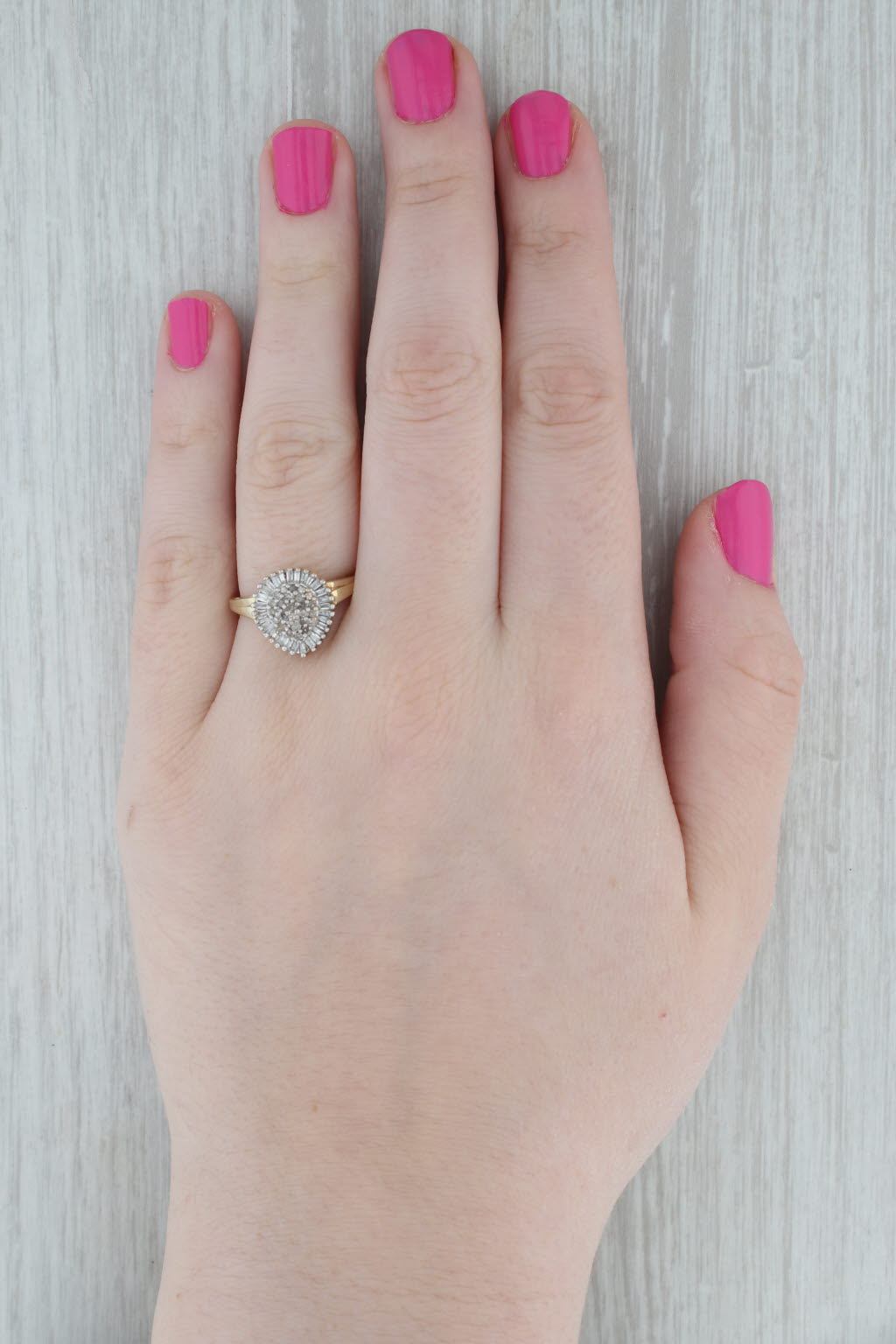 Gray Diamond Cluster Halo Engagement Ring 10k Yellow Gold Size 8