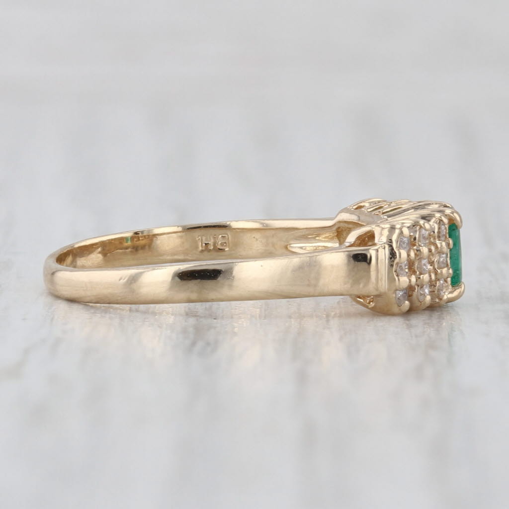 0.43ctw Emerald Diamond Tiered Pyramid Ring 14k Yellow Gold Size 6.5