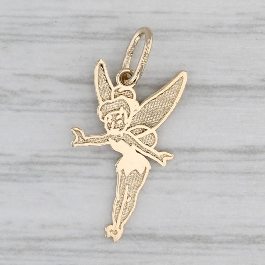 Gray Disney Tinker Bell Charm 10k Yellow Gold Peter Pan Cartoon Character Pendant