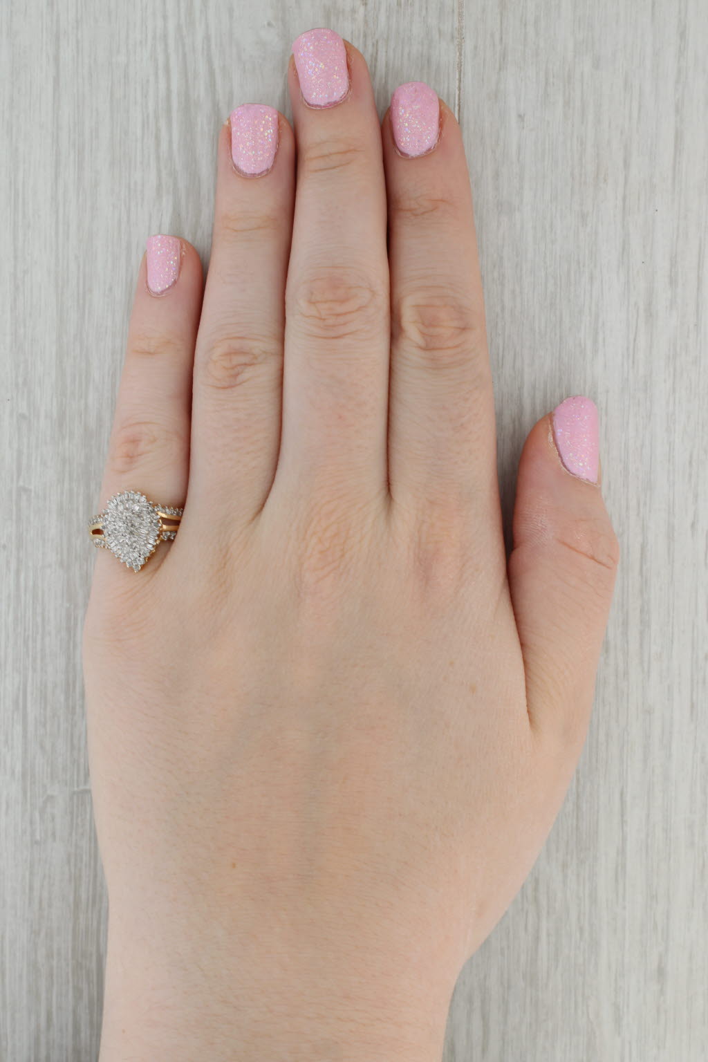 Dark Gray 0.26ctw Diamond Cluster Teardrop Ring 10k Yellow Gold Size 6.25