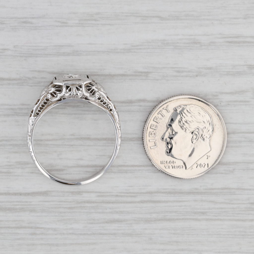 Gray Art Deco 0.25ct Diamond Engagement Ring 18k 14k White Gold Size 7