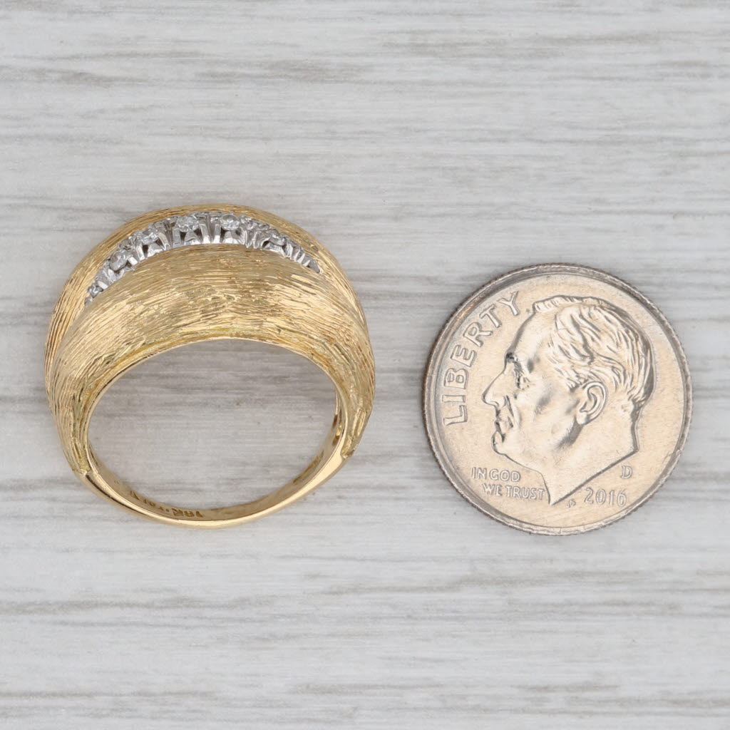 Gray 0.14ctw Diamond Ring 18k Yellow Gold Size 4.75 Etched Finish
