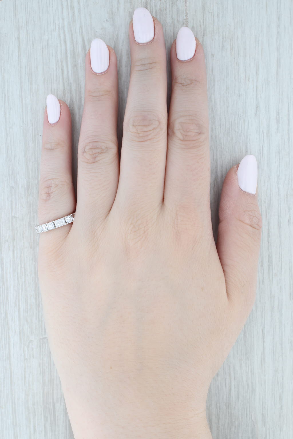 Light Gray New 1.59ctw Lab Grown Diamond Wedding Band 14k White Gold Stackable Ring Sz 6.5