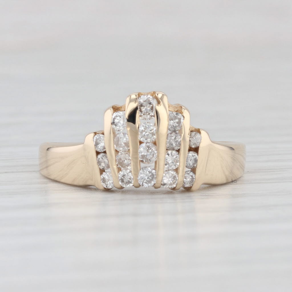 Light Gray 0.37ctw Tiered Diamond Rows Tiara Ring 14k Yellow Gold Size 8