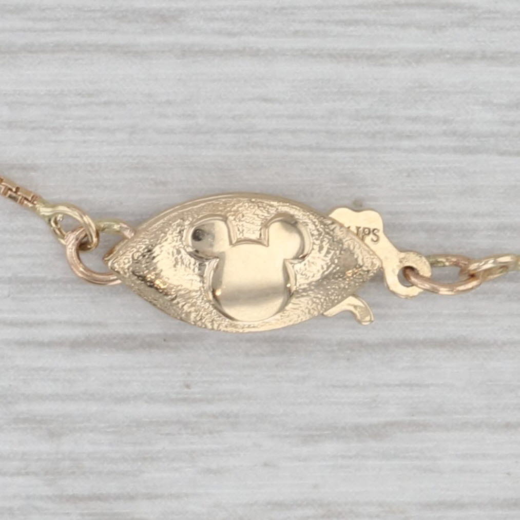 Disney Cultured Pearl Station Necklace 14k Yellow Gold 17" Box Chain