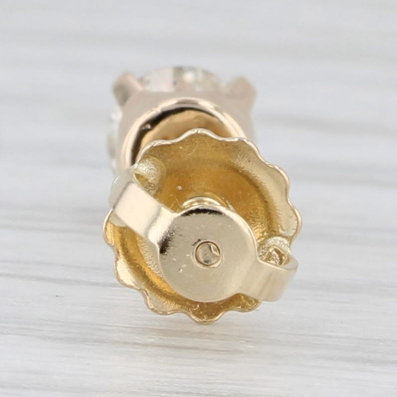 Light Gray 0.33ct Single Round Diamond Stud Earring 14k Yellow Gold Screwback