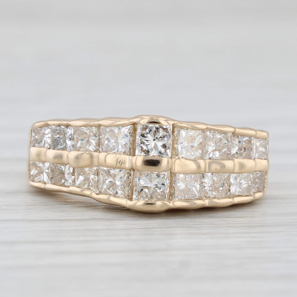 Light Gray 1.80ctw Princess Diamond Tiered Ring 14k Yellow Gold Size 6.5 Stackable