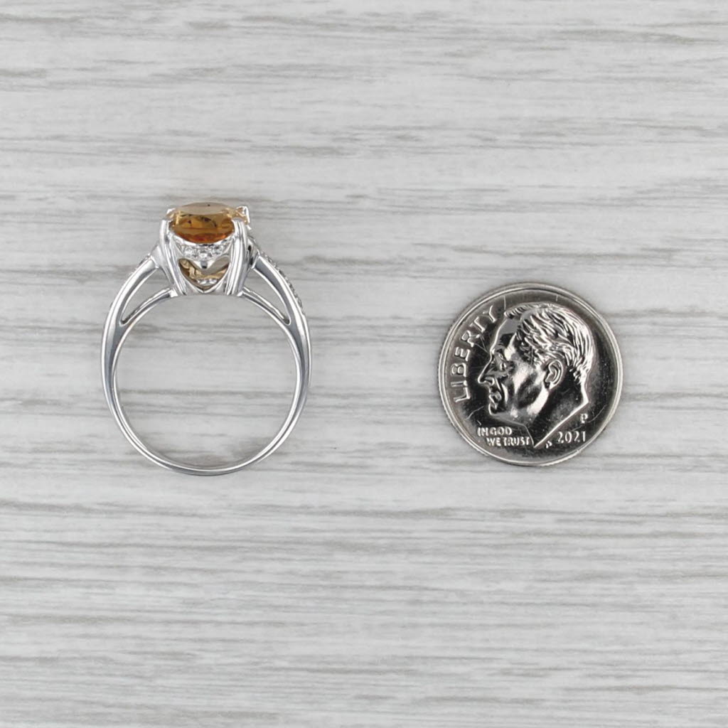 2.43ctw Oval Citrine Diamond Halo Ring 14k White Gold Size 6.75