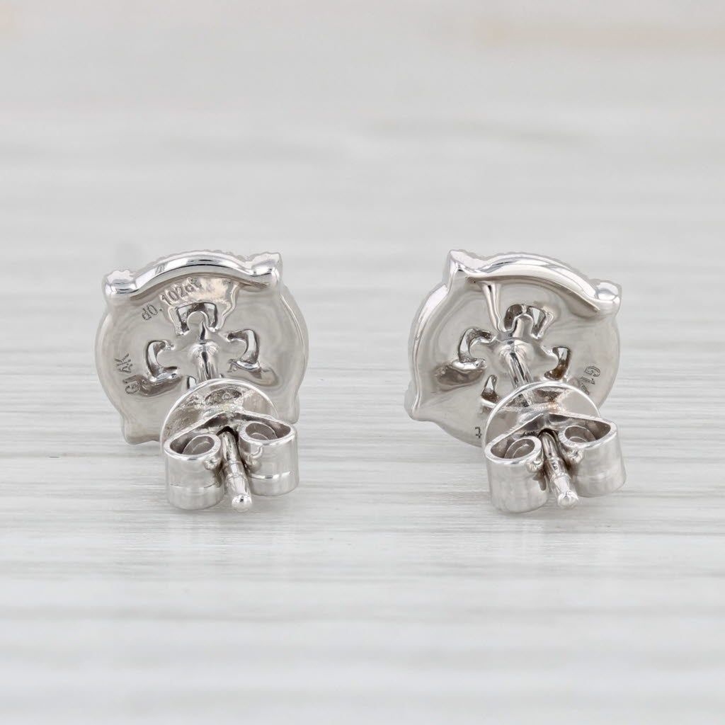 Light Gray New 0.20ctw Diamond Flower Stud Earrings 14k White Gold Small Pierced Studs