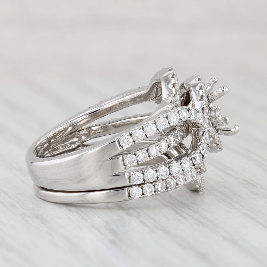Light Gray 1.70ctw Semi Mount Engagement Ring Wedding Band Bridal Set 14k Gold Size 6.5