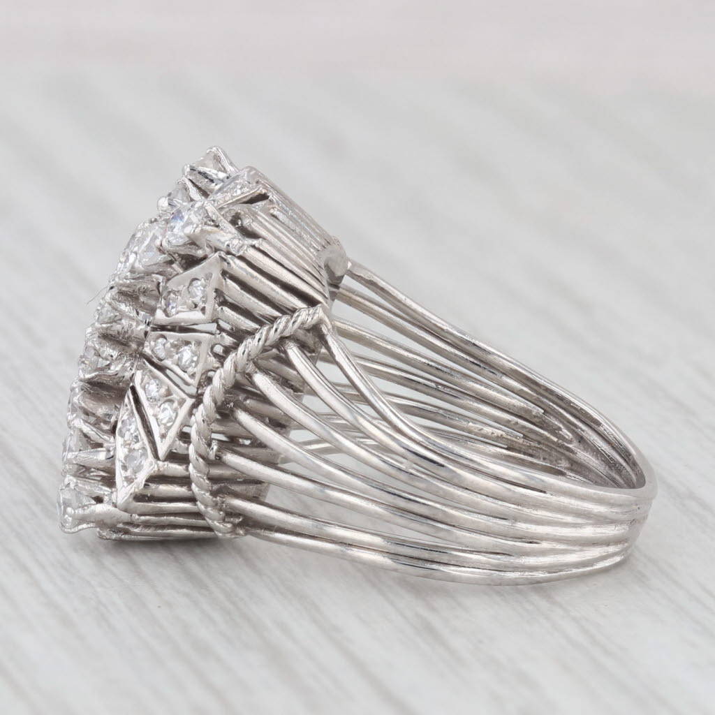 Light Gray 0.76ctw Diamond Cluster Ring 14k White Gold Size 7.5 Cocktail