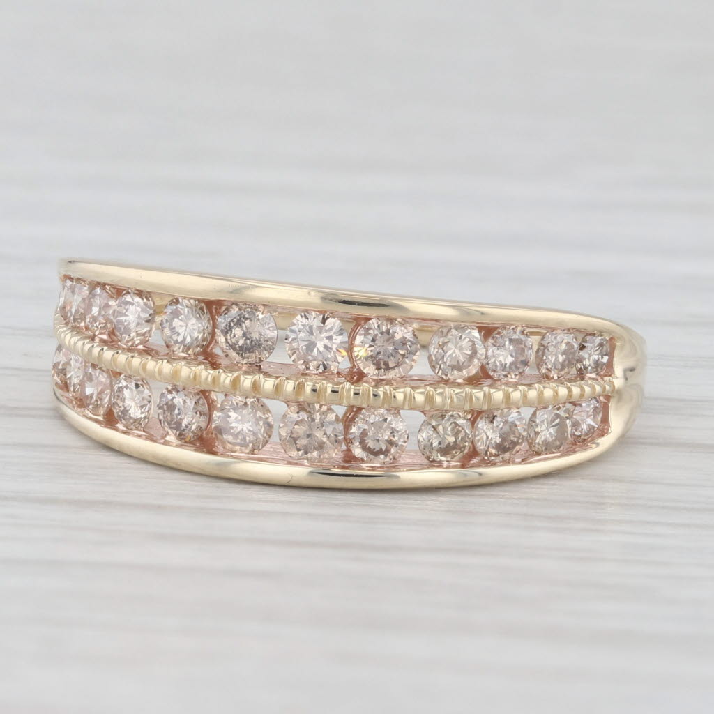 Light Gray 0.98ctw Champagne Diamond Ring 14k Yellow Gold Size 9 Wedding Anniversary Band