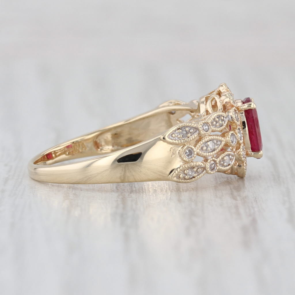 1ctw Pink Tourmaline Diamond Ring 10k Yellow Gold Size 9.25