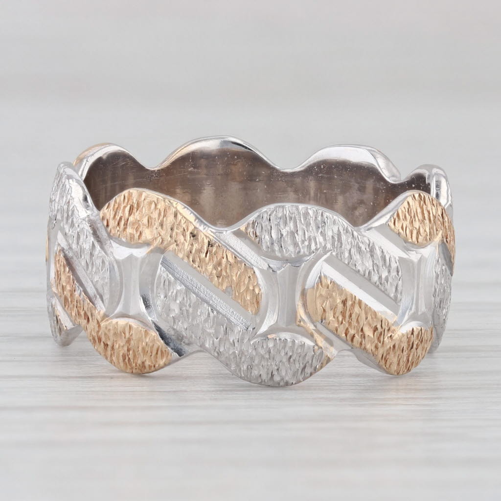 Light Gray 2-toned Knotwork Ring 14k Yellow White Gold Size 8.25 Band