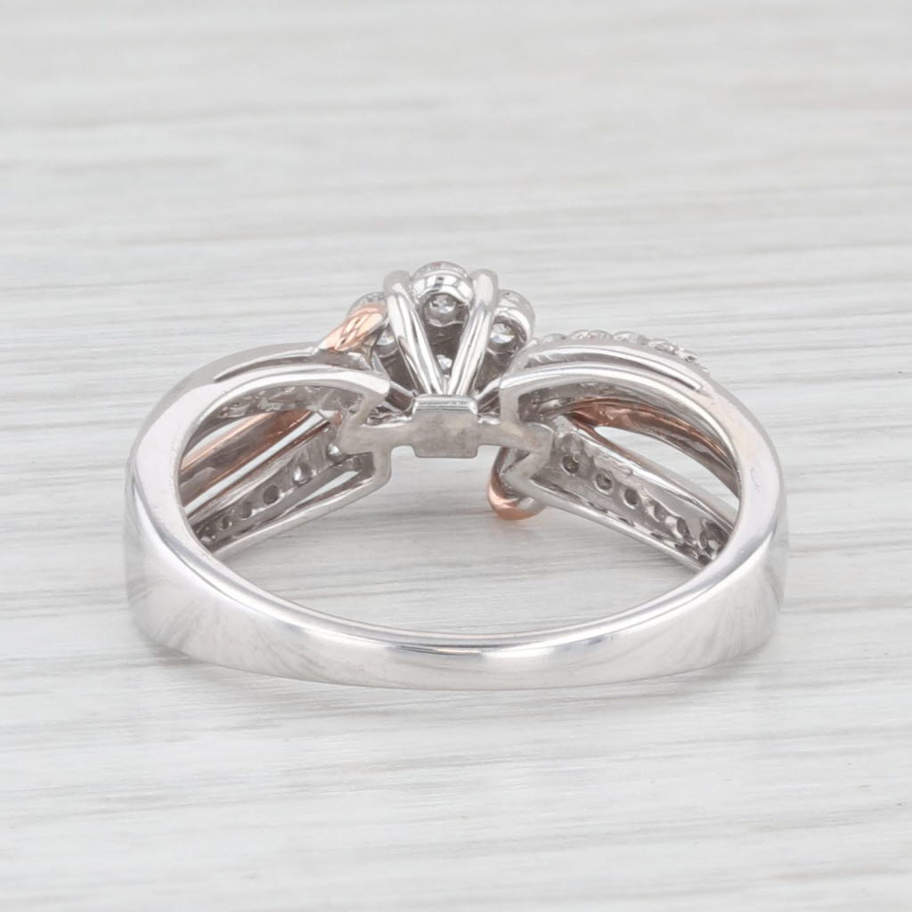 Light Gray 0.35ctw Diamond Cluster Engagement Ring 10k White Rose Gold Size 7