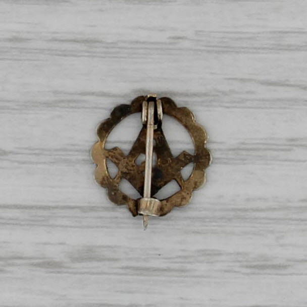 Antique Masonic Pin 5k Gold Square Compass Blue Lodge Emblem Badge