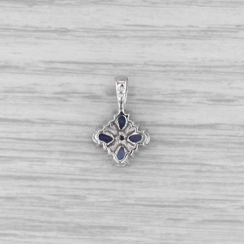Small 0.64ctw Tanzanite Diamond Cross Pendant 14k White Gold