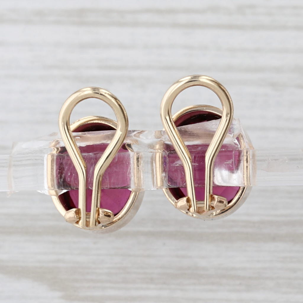 8.40ctw Oval Rhodolite Garnet Drop Earrings 14k Yellow Gold Clip On Omega Backs