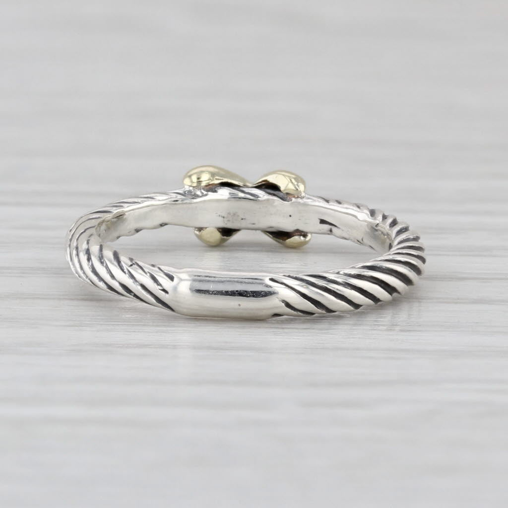 David Yurman Cable X Knot Sterling Silver 14k Gold Ring Size 6.25 - 6.5 Band