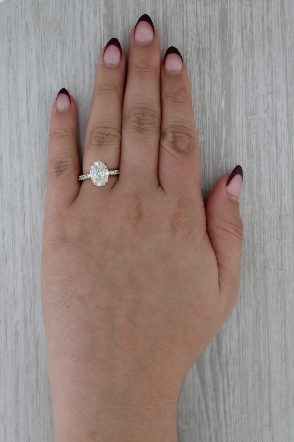 New IGI 3.67ctw Oval Lab Grown Diamond Engagement Ring 14k Yellow Gold Size 6